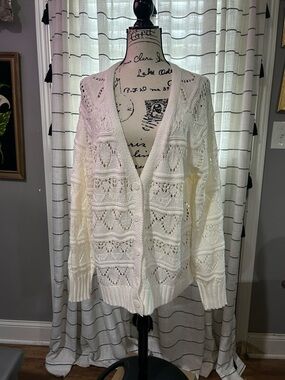 Torrid Size 1 Button-Front Ivory Sweater Cardigan